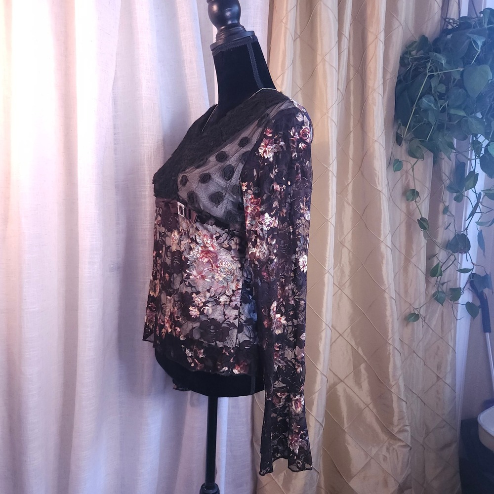 Vintage Y2K Alberto Makali Rossette Mesh Detail Blouse - Picture 5 of 15